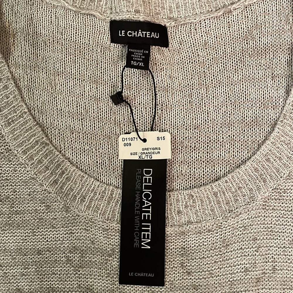 Le Chateau light grey long knit sweater - Picture 2 of 7